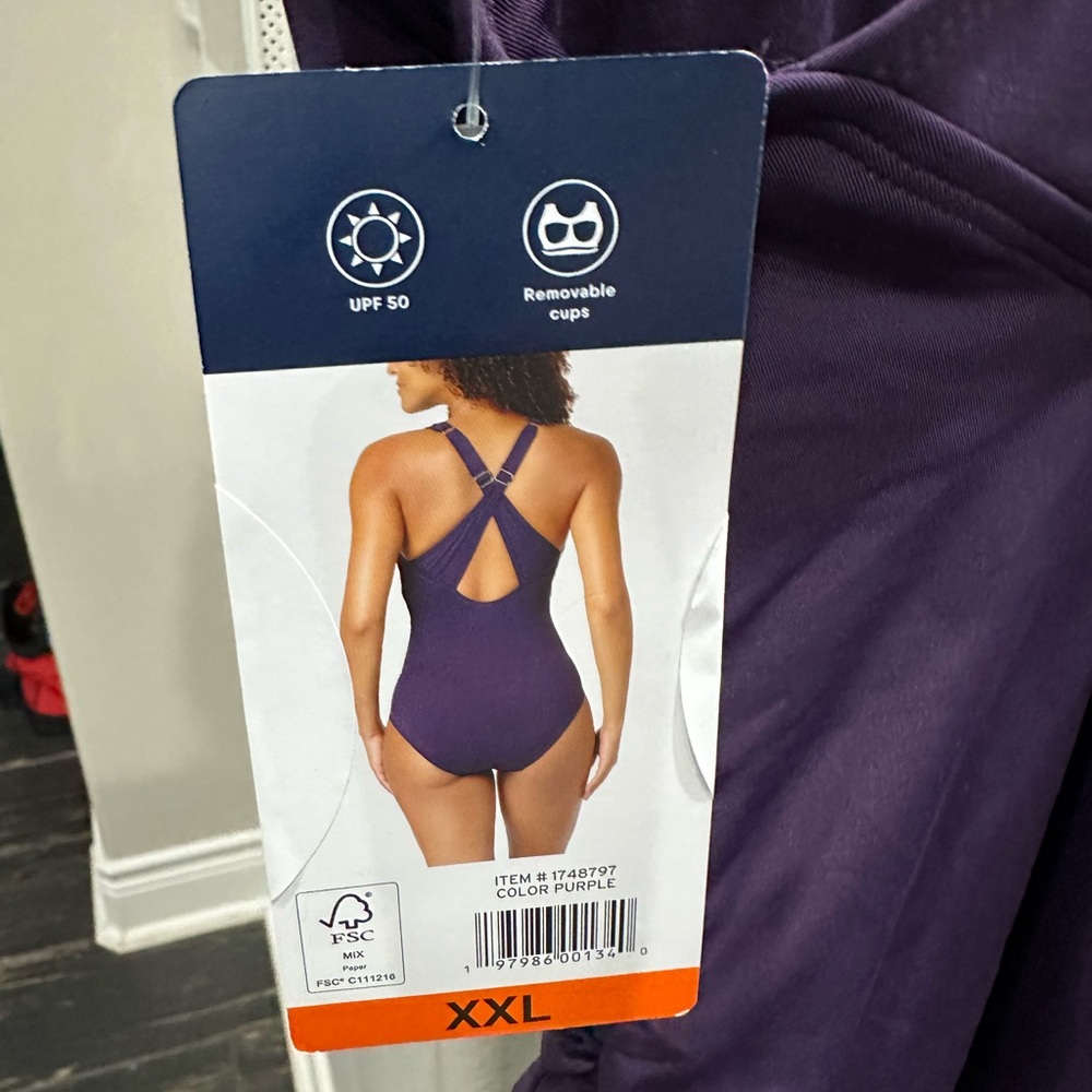 Lands' End Purple One Piece Swim - Picture 3 of 4